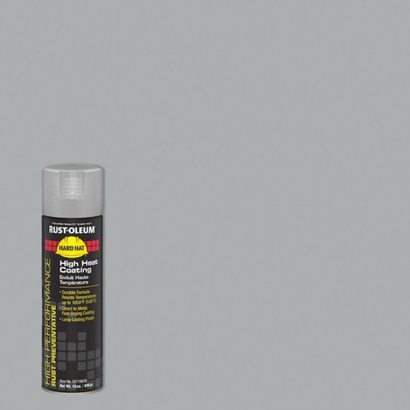 Rust-Oleum High Temperature Spray Paint, Aluminum, Flat, Solvent, 15 oz V2116838