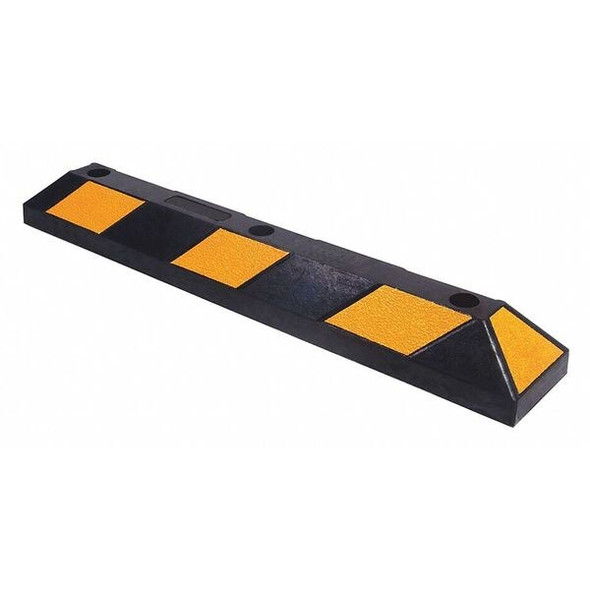 Parking Curb, Rubber, 4 in Height, 3 ft Length, Black/Yellow