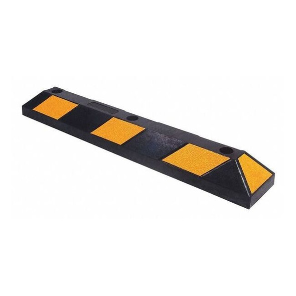 Parking Curb, Rubber, 4 in Height, 3 ft Length, Black/Yellow