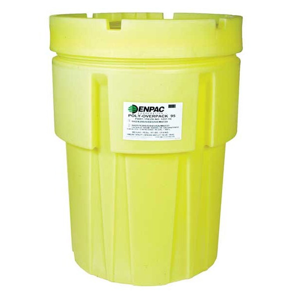 Enpac Open Head Salvage Drum, Polyethylene, 95 gal, Unlined, Yellow 1095-YE