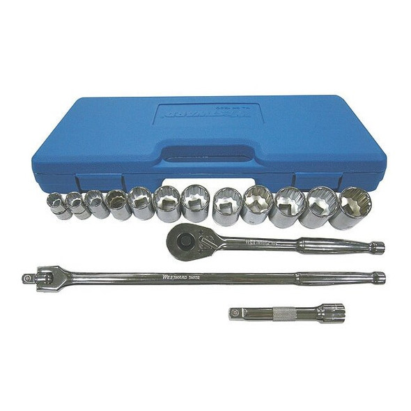 1/2 in Drive Socket Wrench Set Metric 17 Pieces 10 mm to 28 mm , Chrome