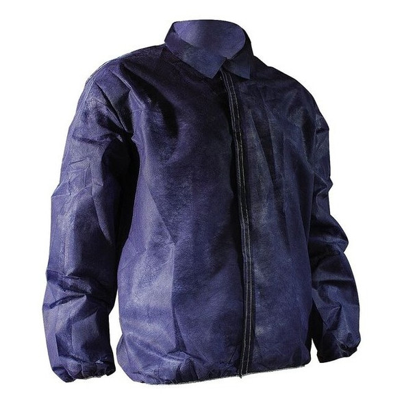 Disposable Lab Coat, Polypropylene, Hook-and-Loop Closure, Blue, 50 PK