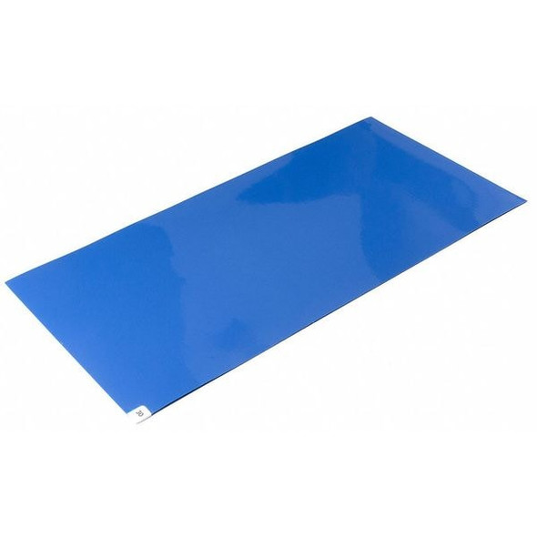 Tacky Floor Mat, Polyethylene, 1.5 mil Thick, 36 in W x 45 in L, Blue, 30, 4 PK