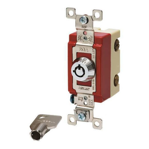Bryant Wall Switch, 2 hp, Locking, 20 A, Silver 4902RKL