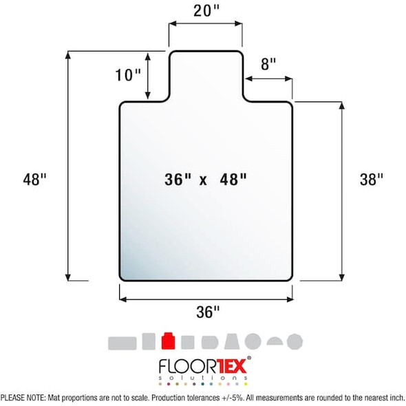 Floortex Chair Mat 36"x48", Traditional Lip Shape, Clear, for Carpet FR319226LV