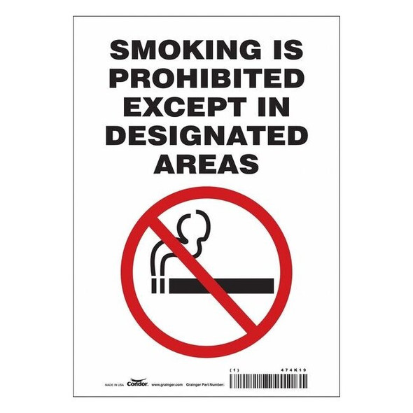 Safety Sign, 10" H, 7 in W, Vinyl, Horizontal Rectangle, English, 474K19