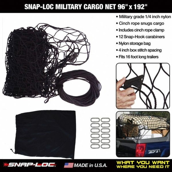 Snap-Loc Cargo Net,Military Grade,Nylon,96x192in SLAMCN96192