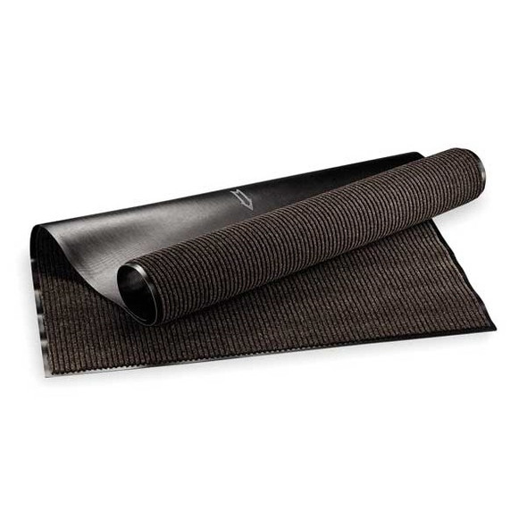 Entrance Mat, Polypropylene, 3/8 in Thick, Brown, 3 ft W x 10 ft L