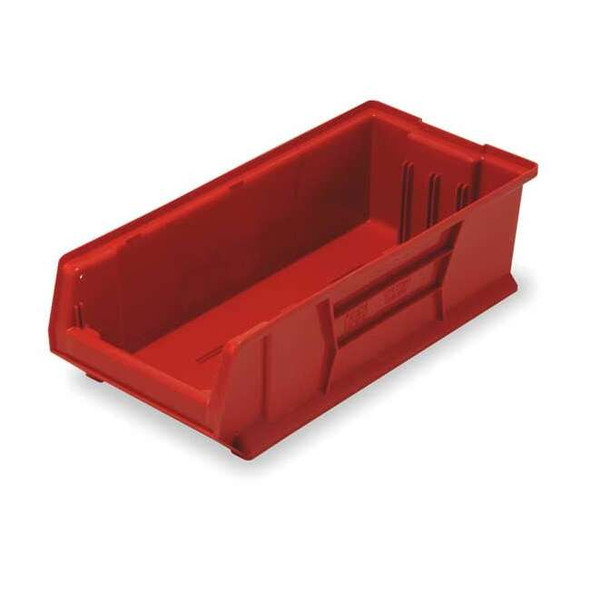 Storage Bin, Polypropylene/Polyethylene, Red, 7 in H, 11 in W, 23 7/8 in L