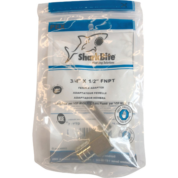 SharkBite 3/4 In. Barb x 1/2 In. FIP Brass PEX Adapter