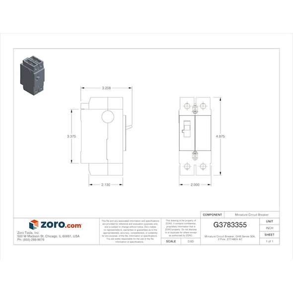 Eaton Circuit Breaker,30A,Bolt On,277/480V,2P GHB2030