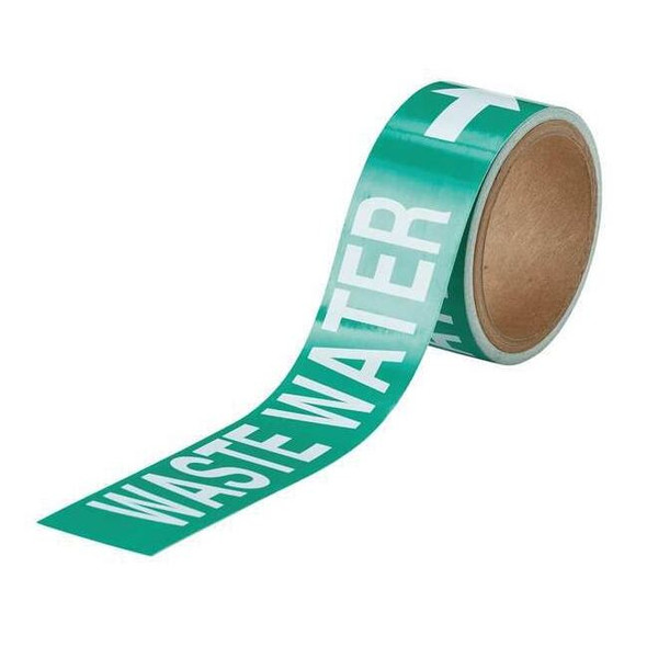 Brady Pipe Marker,Waste Water,1in H,8in W 20480