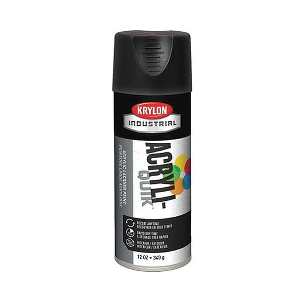 Krylon Industrial Spray Paint, Ultra Black, Ultra-Flat, Solvent, 12 oz K01602A07