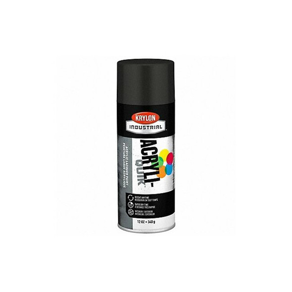 Krylon Industrial Spray Paint, Ultra Black, Ultra-Flat, Solvent, 12 oz K01602A07