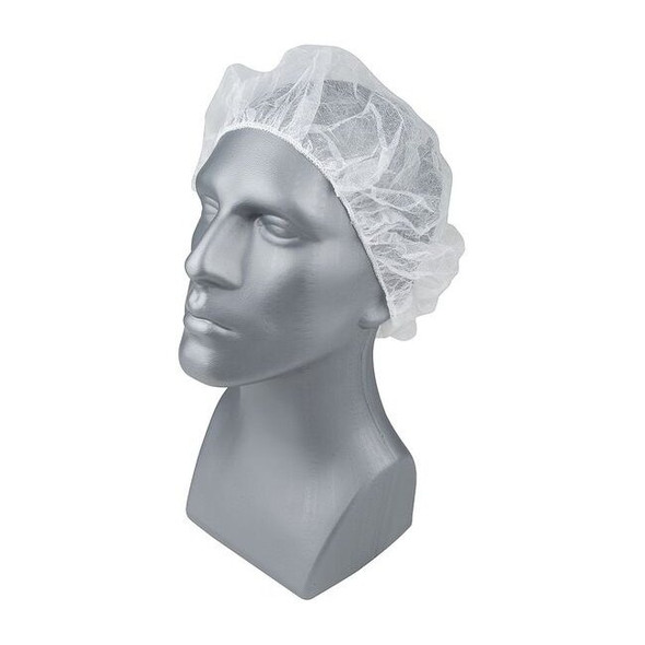 Condor Bouffant Cap, Polypropylene, 24 in, Size Large, White, 1000PK 23KX17