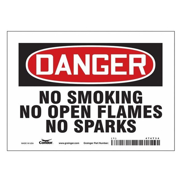 Safety Sign, 5 in H, 7 in W, Vinyl, Horizontal Rectangle, English, 474T34