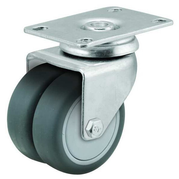 Colson Plate Caster,Swivel,Rubber,2 7/8"H DW02GRP100TLHK01