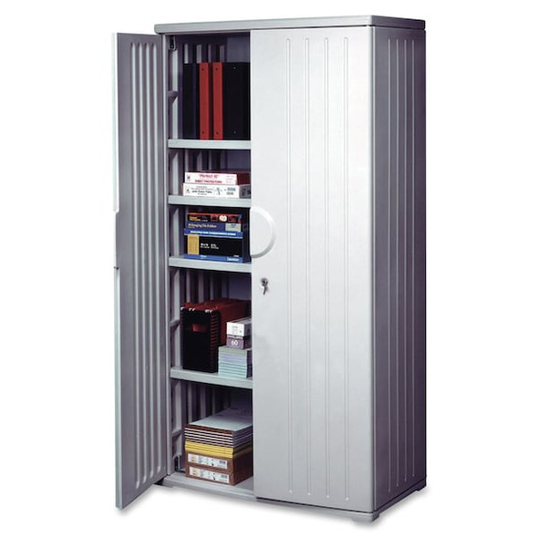 Rough n Ready Storage Cabinet, Platinum Granite, HDPE, 4 Shelves, 36 in W x 22 in D x 72 in H