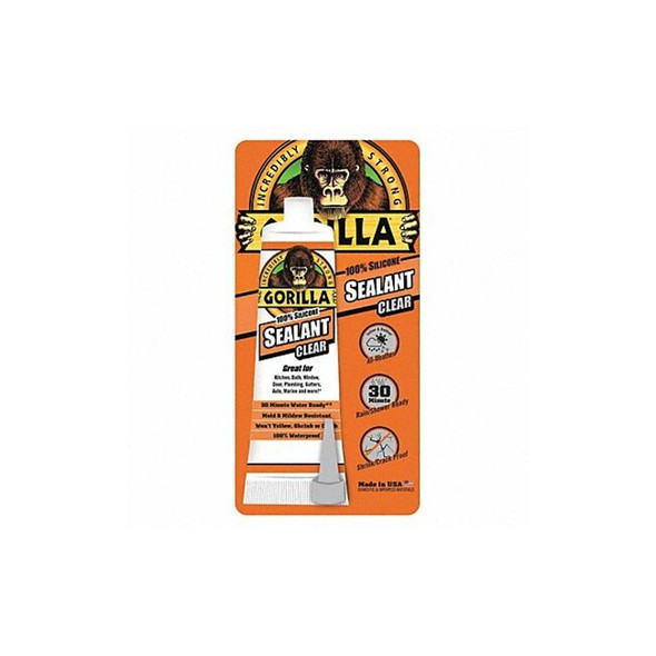 Gorilla Glue Silicone Sealant, 3 oz, Tube, Clear, Silicone Base 108324