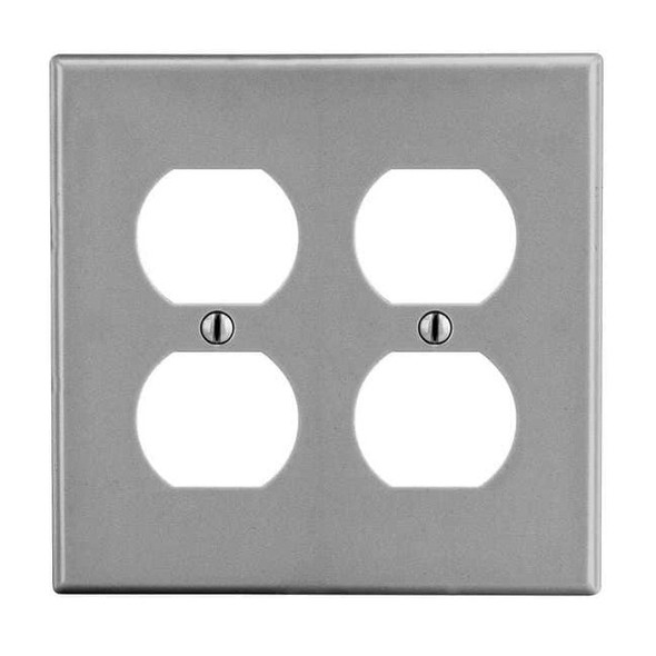 Duplex Receptacle Wall Plate, Number of Gangs: 2 Plastic, Satin Finish, Graphite