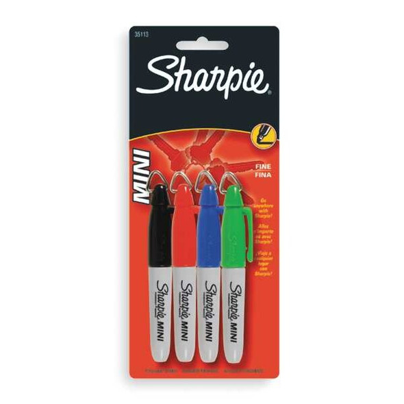 Sharpie Permanent Marker Set,Assorted,Capped,PK4 35113PP Sharpie Permanent Marker Set,Assorted,Capped,PK4 35113PP