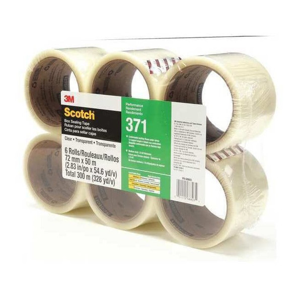 Packing Tape, 1.8 mil Thick, 3 in W x 50 m L, 3 in Core Dia., Clear, 6 PK