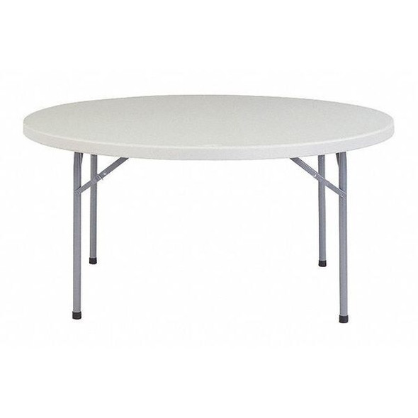 Round Folding Table, 60" W, 29-1/2" H, Blow-molded plastic Top, Speckled Gray