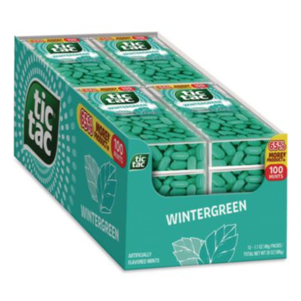Tic Tac® Breath Mints, Wintergreen, 1.7 oz Bottle, 12 Bottles/Carton 392777