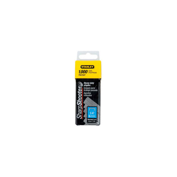 Stanley TRA704T Heavy-Duty Narrow Crown Staples 1/4"" 1000 Pack