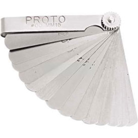 Proto J00MM15 15 Blade Metric Feeler Gauge Set 1/2"" x 3"" Blades