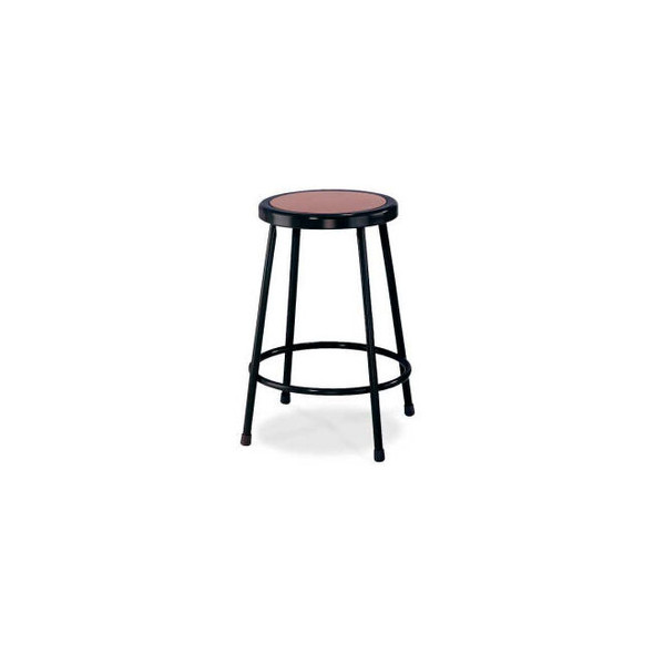 Interion 24""H Steel Work Stool with Hardboard Seat - Backless - Black - Pack of