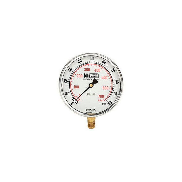 4"" dial  liquid filled 1/4"" bottom 0-100PSI