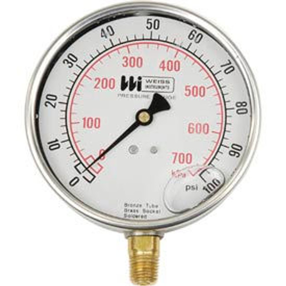 Weiss Instruments 4"" Dial  Liquid Filled 1/4"" Bottom 0-160PSI Weiss Instruments 4"" Dial  Liquid Filled 1/4"" Bottom 0-160PSI