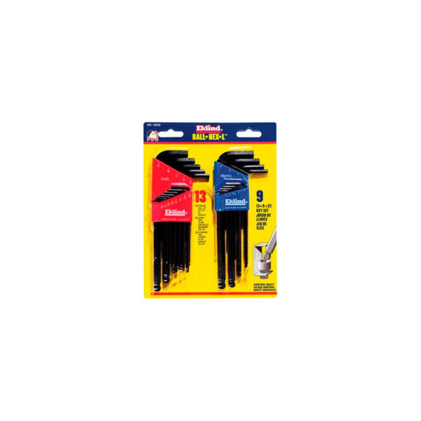 Eklind 13222 .050-3/8"" & 1.5MM-10MM 22Pc. Ball End Combo Metric & SAE Hex Key S