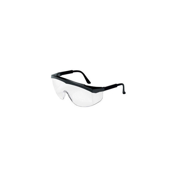 MCR Safety SS010 Stratos Safety Glasses Black Frame Clear Uncoated Lens