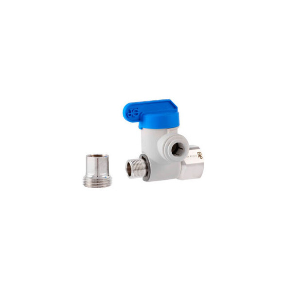 John Guest 1/2'' x 3/8'' x 3/8'' Polypropylene Angle Stop Adapter Valve