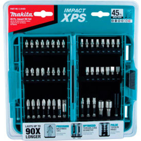 Makita Impact XPS Impact Bit Set 45 Pc. Detent Ball/Magnetic Hex Locks Matte Nic