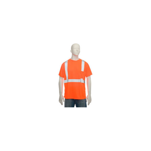 OccuNomix Standard Wicking Birdseye Class 2 T-Shirt W/ Pocket Hi-Vis Orange 4XL