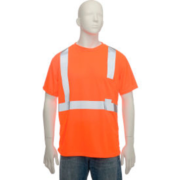 OccuNomix Standard Wicking Birdseye Class 2 T-Shirt W/ Pocket Hi-Vis Orange 4XL
