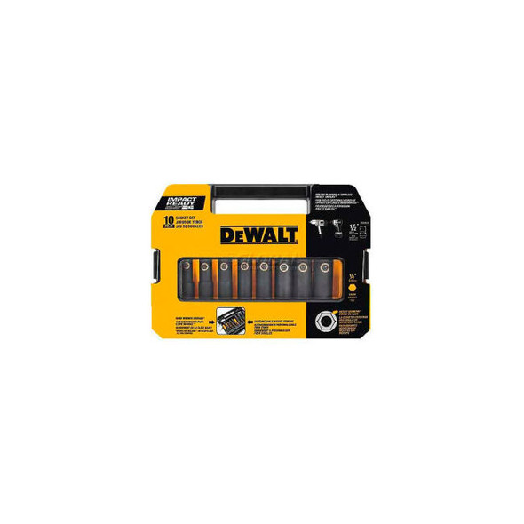 DeWalt Impact Ready Socket Set DW22812 1/2"" Drive 10 Pieces