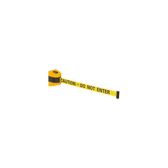 Global Industrial Wall Mount Retractable Belt Barrier Yellow Case W/30' Yellow "