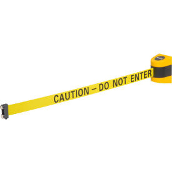 Global Industrial Magnetic Retractable Belt Barrier Yellow Case W/15' Yellow ""C