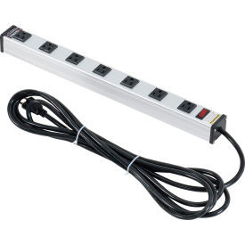 Global Industrial Power Strip 7 Outlets 15A 19""L 15' Cord
