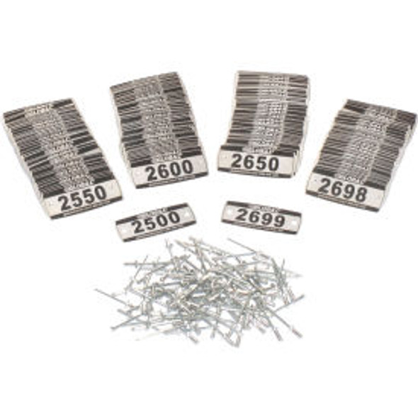 Global Industrial Locker Number Plate Kit Numbered 2500-2699 200/Pack