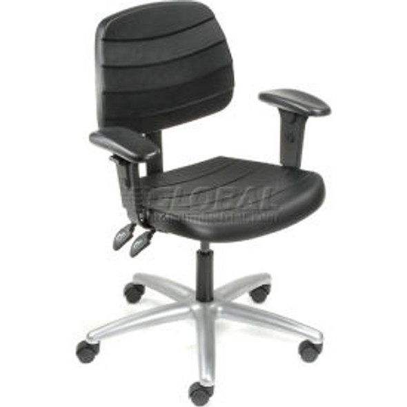 Interion Office Chair With Mid Back & Adjustable Arms Polyurethane Black Interion Office Chair With Mid Back & Adjustable Arms Polyurethane Black