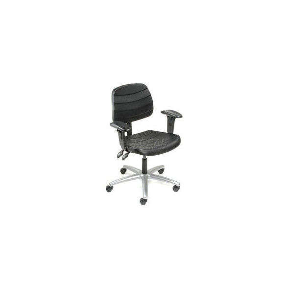 Interion Office Chair With Mid Back & Adjustable Arms Polyurethane Black