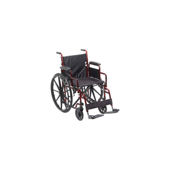 Rebel Wheelchair with Removable Desk Arms Swing-away Footrests 18"" Seat Red Fra
