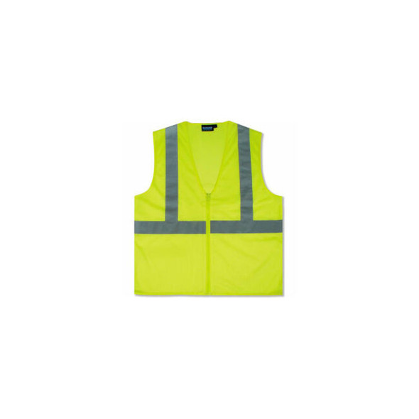 ERB Aware Wear S363 ANSI Class 2 Economy Mesh Safety Vest Zipper Closure L Lime