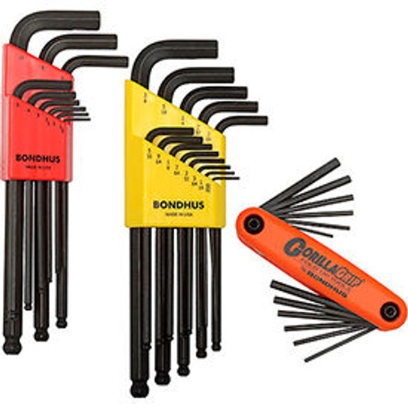 Bondhus 14130 Hex Key Triple Pack SAE Metric W/ FREE Fold-Up Set Bondhus 14130 Hex Key Triple Pack SAE Metric W/ FREE Fold-Up Set