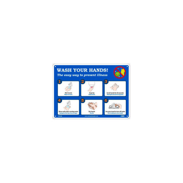 Wash Your Hands Sign 10"" X 14"" Plastic